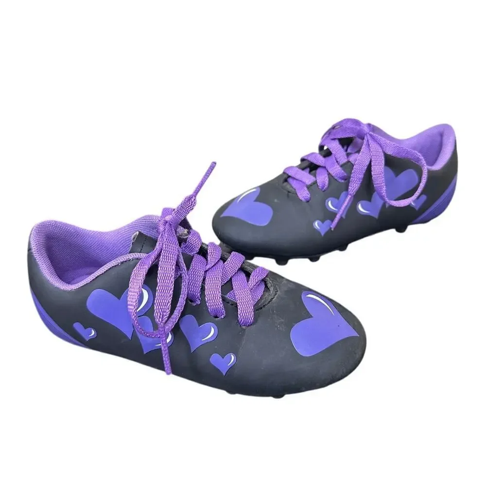 NWOT Diadora 11 Girls Purple Hearts Trax MD Jr Low Top Cleats Soccer Girly Grass